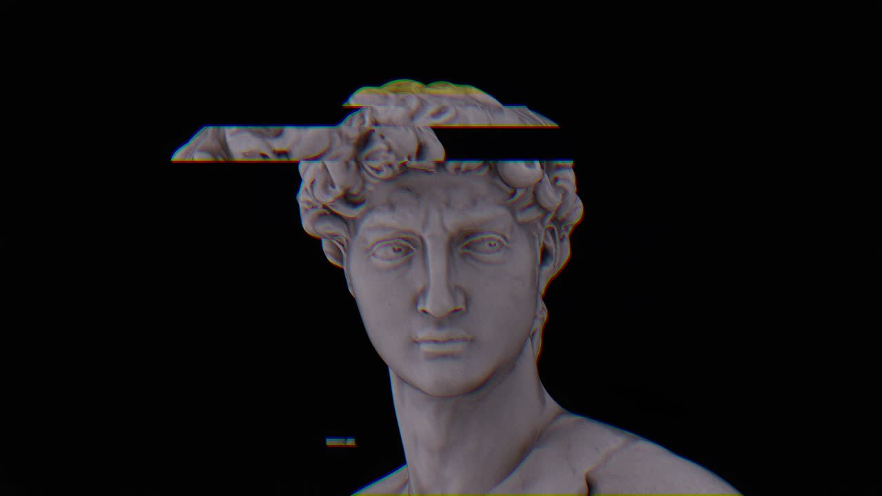 D Abstract Sculpture David Michelangelo Glitch Art Vaporwave Statue