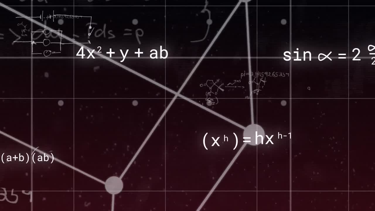 Vídeo Premium Animación de ecuaciones matemáticas con formas en fondo