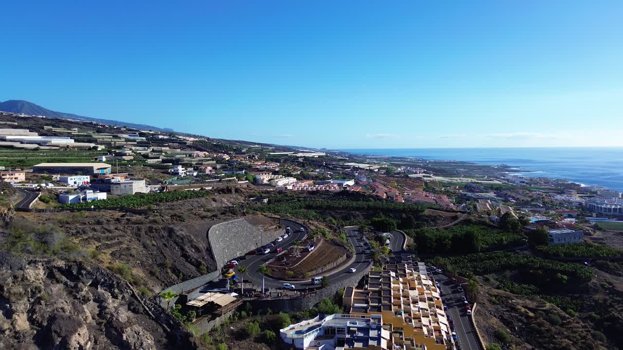 Luftaufnahme Der Kanarischen Insel Teneriffa Sandstrand Los Gigantes