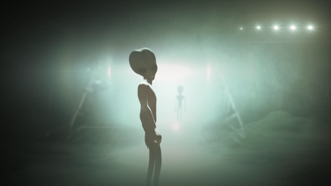 D Cgi Vfx Animation Of A Classic Roswell Grey Alien Turning To Look