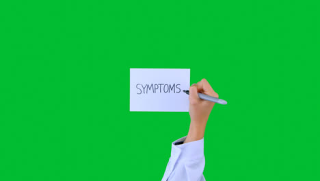 Doctor-Escribiendo-Síntomas-En-Papel-Con-Pantalla-Verde