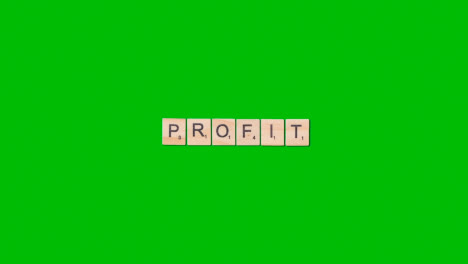 Stop-Motion-Business-Concept-Overhead-Wooden-Letter-Tiles-Forming-Word-Profit-On-Green-Screen-1