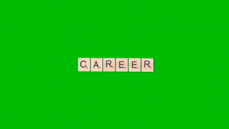 Stop-Motion-Business-Concept-Overhead-Wooden-Letter-Tiles-Forming-Word-Career-On-Green-Screen-1