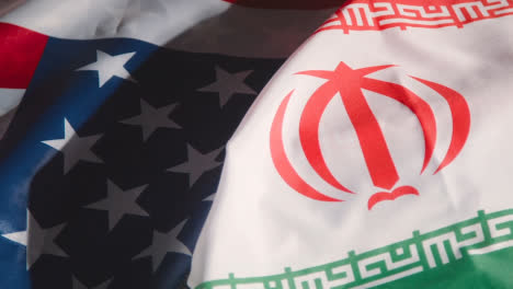 Studio-Still-Life-Shot-Of-American-And-Iranian-Flags-From-Soccer-World-Cup-Group-Stage-Teams-2022