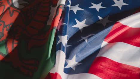 Studio-Still-Life-Shot-Of-American-And-Welsh-Flags-From-Soccer-World-Cup-Group-Stage-Teams-2022