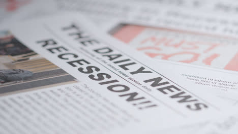 Zeitungstitelseiten-Mit-Finanzschlagzeilen-über-Rezession-Und-Wirtschaft-2