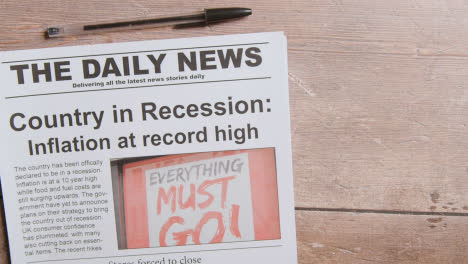 Newspaper-With-Headline-On-Inflation-Next-To-Green-Screen-Mobile-Phone-With-Hand-Scrolling