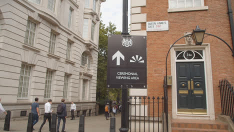 Low-Angle-Shot-of-Ceremonial-Viewing-Area-Sign-for-Mourners