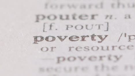 Close-Up-On-Page-Of-Dictionary-With-Definition-Of-Word-Poverty