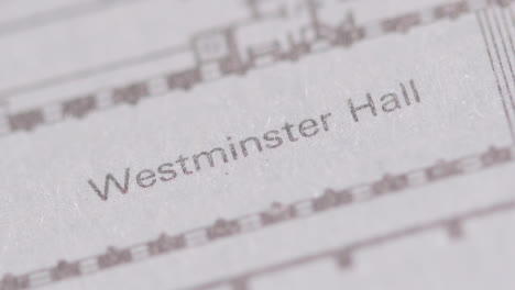 Close-Up-On-Page-Of-Book-Or-Encyclopaedia-With-Plan-Showing-Westminster-Hall-In-London-UK