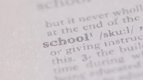 Close-Up-On-Page-Of-Dictionary-With-Definition-Of-Word-School
