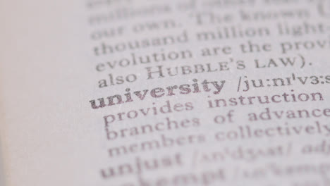 Close-Up-On-Page-Of-Dictionary-With-Definition-Of-Word-University