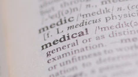 Close-Up-On-Page-Of-Dictionary-With-Definition-Of-Word-Medical