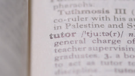 Close-Up-On-Page-Of-Dictionary-With-Definition-Of-Word-Tutor