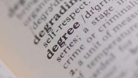 Close-Up-On-Page-Of-Dictionary-With-Definition-Of-Word-Degree