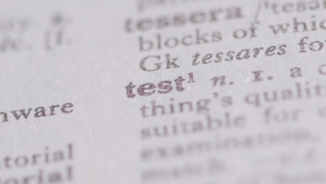 Close-Up-On-Page-Of-Dictionary-With-Definition-Of-Word-Test