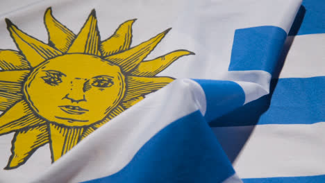 Close-Up-Studio-Shot-Of-Uruguayan-Flag-Filling-Frame