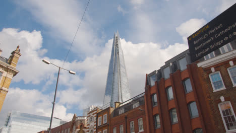Exterior-Of-The-Shard-In-London-UK-With-Signs-For-Borough-Market