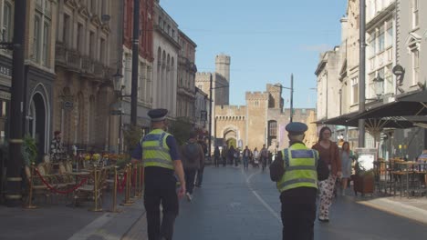View-Along-Pedestrianised-Street-In-City-Centre-Towards-Cardiff-Castle