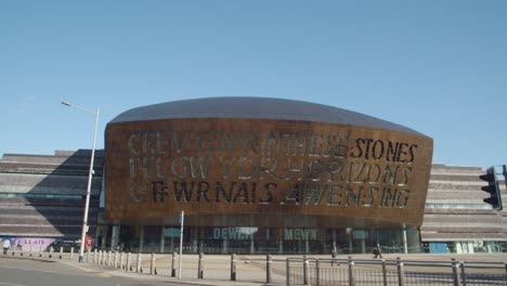 Exterior-Of-Millennium-Centre-In-Cardiff-Wales-With-Modern-Architecture