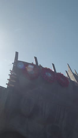 Vertical-Video-Of-The-Merchant-Seamen's-Memorial-Sculpture-In-Cardiff-Bay