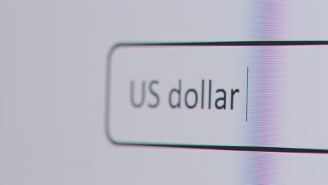 Nahaufnahme-Des-Bildschirms-Mit-Einer-Person,-Die-US-Dollar-In-Euro-In-Eine-Computersuchmaschine-Eingibt