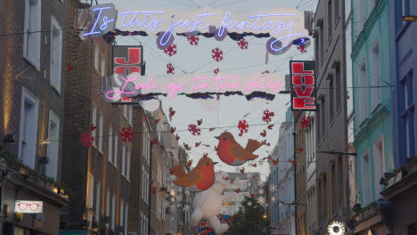 Close-Up-Of-Christmas-Decorations-Above-London-UK-Carnaby-Street-Area