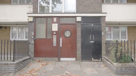 Entrance-Door-To-Inner-City-Housing-Development-In-Tower-Hamlets-London