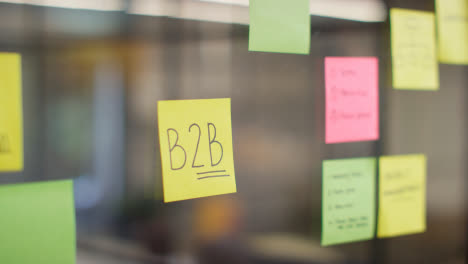 Close-Up-Of-Woman-Putting-Sticky-Note-With-B2B-Written-On-It-Onto-Transparent-Screen-In-Office-1