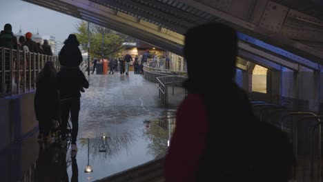 Rainy-Pedestrian-Underpass-On-London's-South-Bank-With-People