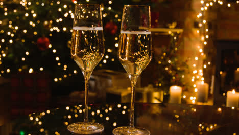 Christmas-At-Home-With-Two-Glass-Of-Champagne-On-Table