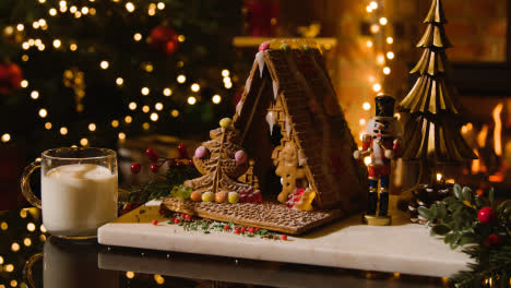 Christmas-Food-At-Home-With-Gingerbread-House-And-Milk-On-Table-1