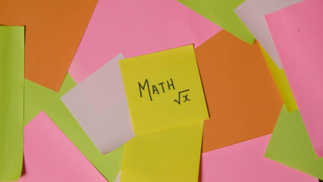 Education-Concept-Of-Revolving-Sticky-Notes-With-Math-And-Equation-Written-On-Top-Note