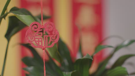 Nahaufnahme-Der-Dekoration,-Die-Das-Chinesische-Neujahr-Feiert-Und-Zu-Hause-An-Der-Pflanze-Hängt