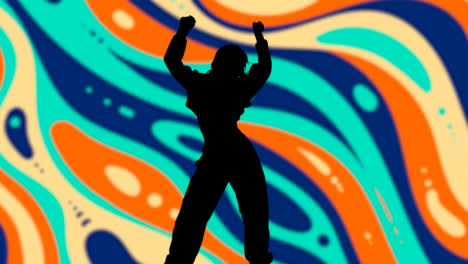 Studio-Silhouette-Of-Woman-Dancing-Against-Multi-Coloured-Pattern-Background-2