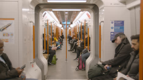 Toma-Interior-De-Pasajeros-Que-Viajan-En-Un-Vagón-De-Tren-Del-Reino-Unido-Temprano-En-La-Mañana-1