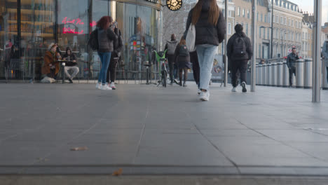 POV-Shot-Of-Stairs-Leading-From-Kings-Cross-Rail-Station-To-Surrounding-Coffee-Shops