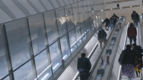 Commuter-Passengers-On-Escalators-At-Underground-Station-Of-New-Elizabeth-Line-At-London-Liverpool-Street-UK
