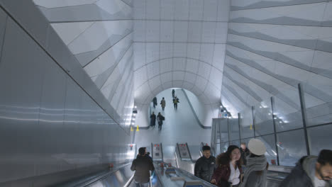 Commuter-Passengers-On-Escalators-At-Underground-Station-Of-New-Elizabeth-Line-At-London-Liverpool-Street-UK-3