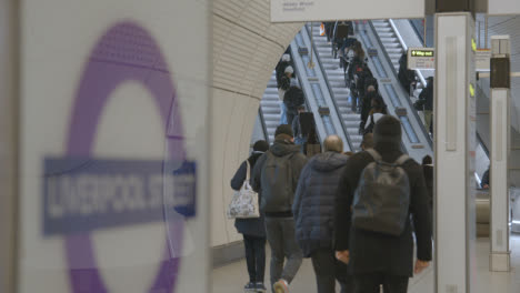 Commuter-Passengers-On-Escalators-At-Underground-Station-Of-New-Elizabeth-Line-At-London-Liverpool-Street-UK-10