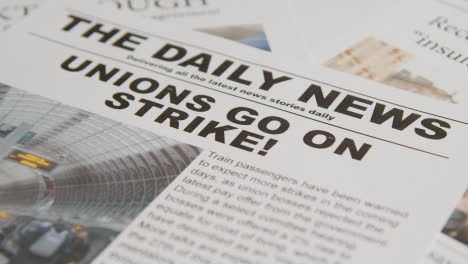 Newspaper-Headlines-Discussing-Rail-Strike-Action-In-Trade-Union-Dispute-1