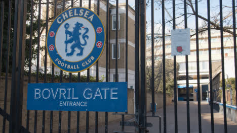 Sign-For-Bovril-Gate-At-Stamford-Bridge-Stadium-Home-Ground-Chelsea-Football-Club-London-