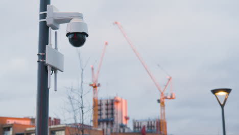 Close-Up-Of-Surveillance-Camera-Outside-Buildings-In-London-UK