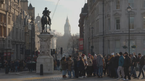 View-Along-Whitehall-From-Trafalgar-Square-With-Big-Ben-And-Busy-With-People-And-Traffic-1