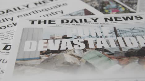 Zeitungsschlagzeile-Mit-Verwüstungen-Durch-Erdbebenkatastrophe