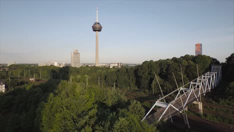 Aerial-Footage-of-Cologne,-Germanz,-Europe---Luftaufnahmen-von-Koeln,-Deutschland