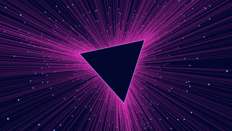 Leuchtend-Violettes-Dreieck-Mit-Strahlend-Rosa-Linien-Auf-Schwarzem-Hintergrund