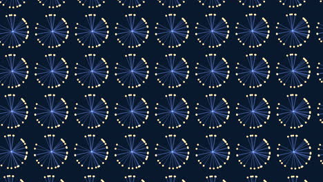 Patrón-Simétrico-De-Estrellas-Azules-Y-Blancas-Sobre-Fondo-Negro