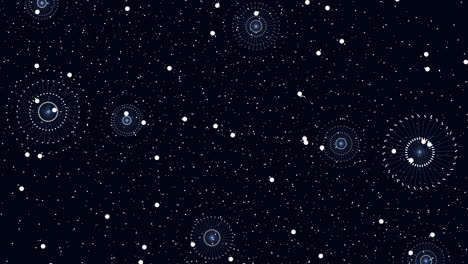Ilusión-Patrón-De-Círculos-De-Neón-Abstracto-Con-Brillos-En-La-Galaxia-Oscura