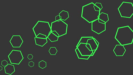 Hexágonos-Geométricos-Verdes-Voladores-Aleatorios-Sobre-Degradado-Negro